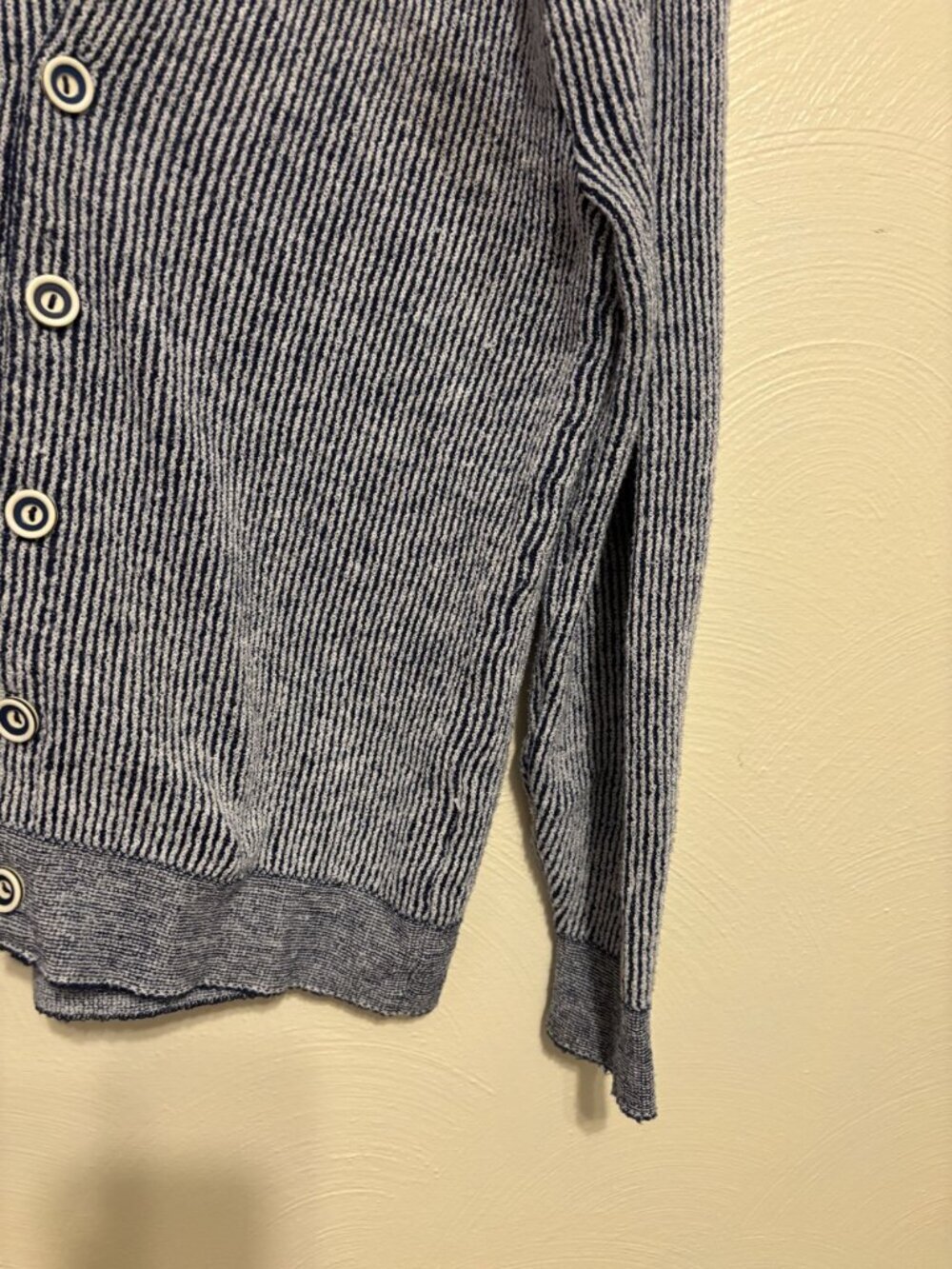 Puritan Gary Player Mens Striped Cardigan Sweater Navy & White Size M - Picture 7 of 8
